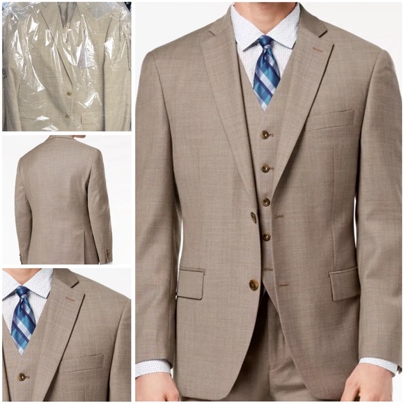 MICHAEL KORS Classic Fit Tan Sports Coat Blazer 44L Brand New Polyester New - Picture 1 of 9